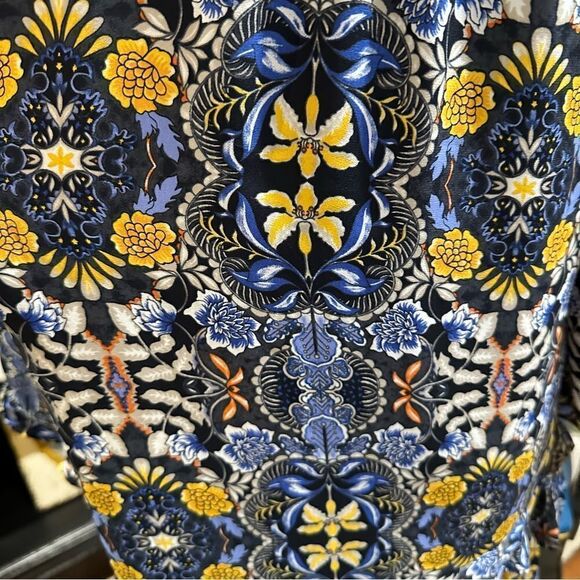 Loft Blue and Yellow Floral Tiered Dress Size Small - Picture 10 of 12